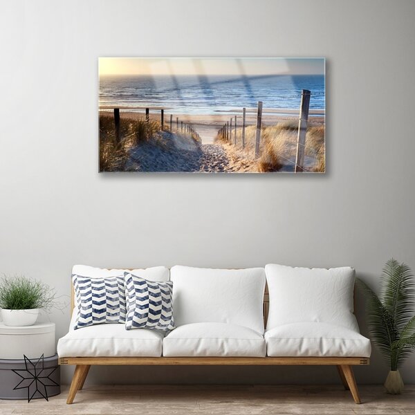 Skleneny obraz Pláž chodník krajina 100x50 cm 2 Prívesky