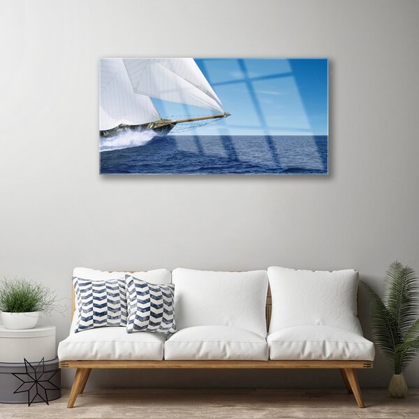 Skleneny obraz Loďka more príroda 100x50 cm 2 Prívesky