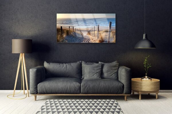 Skleneny obraz Pláž chodník krajina 100x50 cm 2 Prívesky