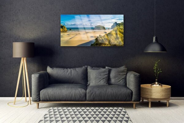 Skleneny obraz Pláž kamene krajina 100x50 cm 2 Prívesky
