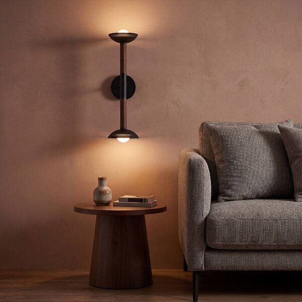 Elstead LED nástenné svetlo Arden, čierna matná, výška 57 cm, 2-pl. kovové, stmievateľné, Čierna, Obývacia izba / jedáleň, Hliník, Moderný, Nástenné svietidlo