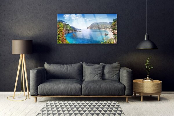 Skleneny obraz Záliv hory more príroda 100x50 cm 4 Prívesky