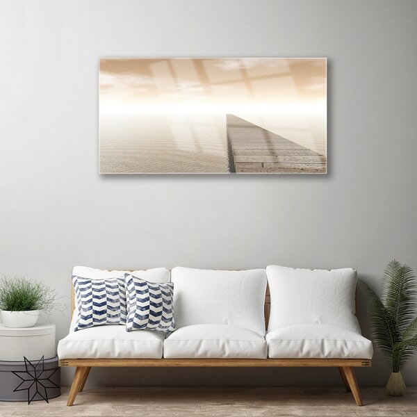 Skleneny obraz More mólo architektúra 100x50 cm 2 Prívesky