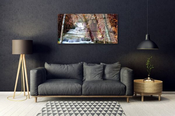 Skleneny obraz Vodopád les príroda 100x50 cm 2 Prívesky