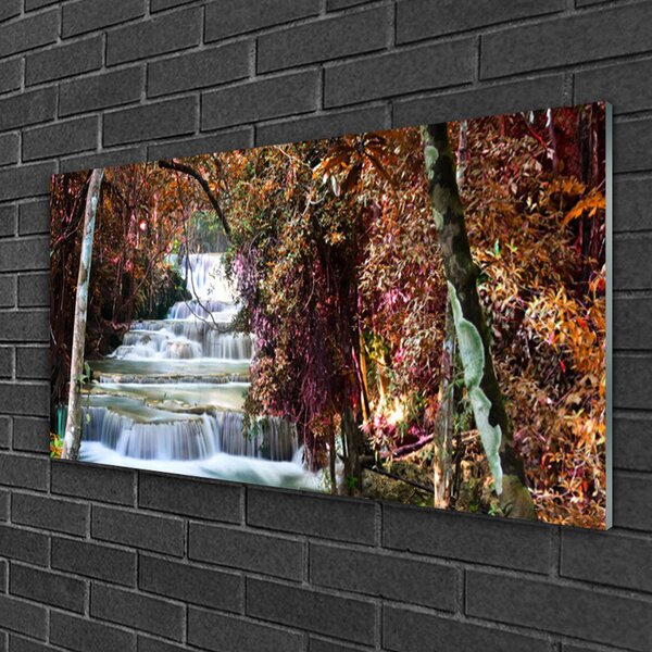 Skleneny obraz Vodopád les príroda 100x50 cm 2 Prívesky