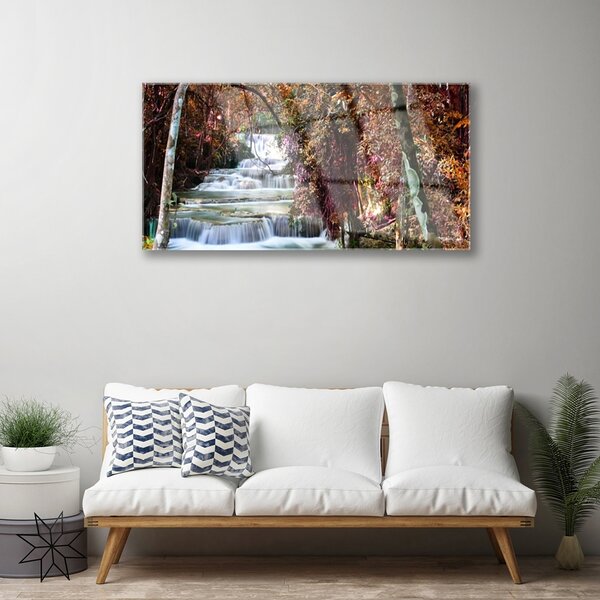 Skleneny obraz Vodopád les príroda 100x50 cm 2 Prívesky