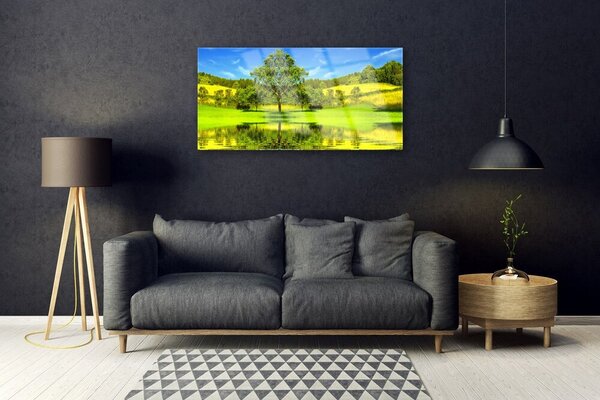 Skleneny obraz Lúka strom príroda 100x50 cm 2 Prívesky