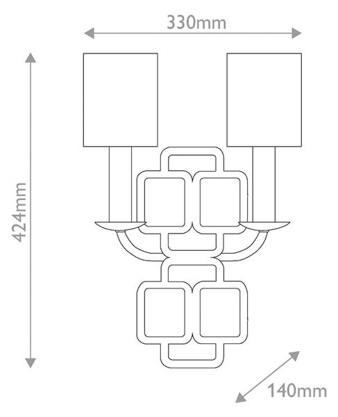 HINKLEY Nástenné svetlo Sabina, čierna, výška 42 cm, 2-pl., kov/textil, Čierna, Obývacia izba / jedáleň, kov, Moderný, Nástenné svietidlo