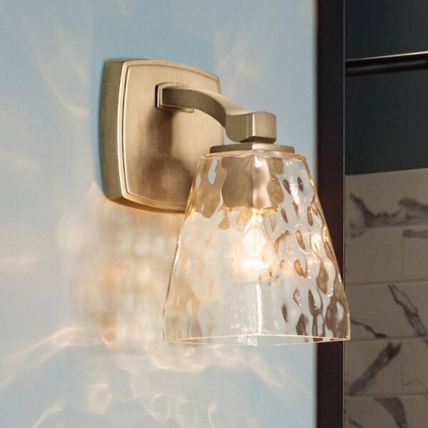 KICHLER Nástenné svetlo Marant, svetlo-bronzová/číra, výška 24 cm, IP44, G9-LED, Hnedá / staromosadz, Kúpeľňa, kov, Moderný, Nástenné svietidlo