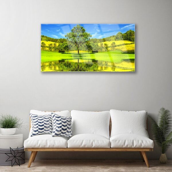 Skleneny obraz Lúka strom príroda 100x50 cm 2 Prívesky