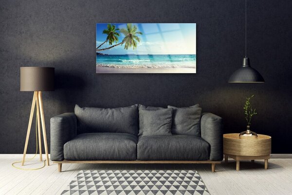 Skleneny obraz More pláž palma krajina 100x50 cm 2 Prívesky