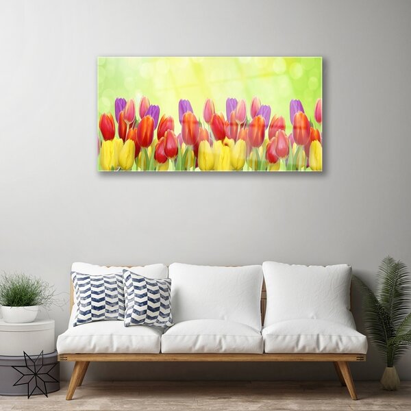 Skleneny obraz Tulipány kvety rastlina 100x50 cm 2 Prívesky