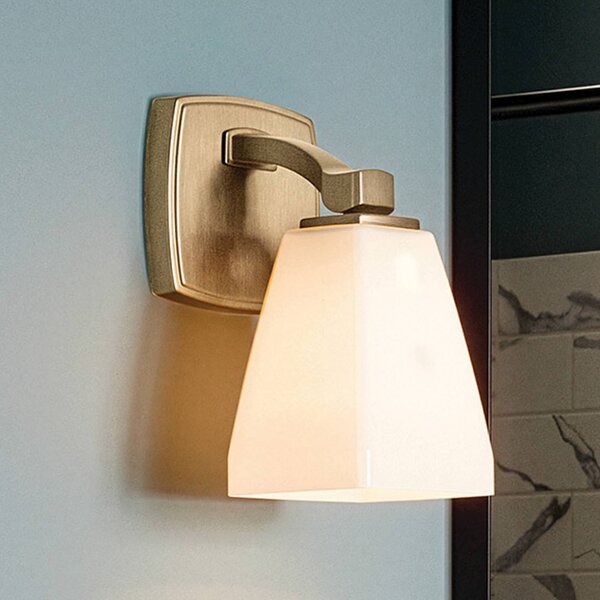 KICHLER Nástenné svetlo Marant, svetlo-bronzová/opálová, výška 24 cm, IP44, G9-LED, Hnedá / staromosadz, Kúpeľňa, kov, Moderný, Nástenné svietidlo