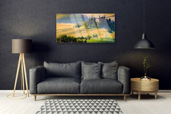Skleneny obraz Pole stromy príroda 100x50 cm 2 Prívesky