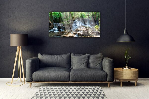 Skleneny obraz Vodopád les príroda 100x50 cm 2 Prívesky