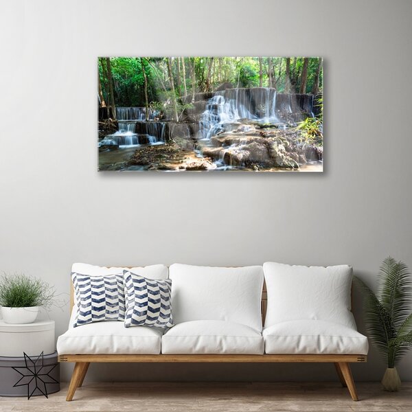 Skleneny obraz Vodopád les príroda 100x50 cm 2 Prívesky