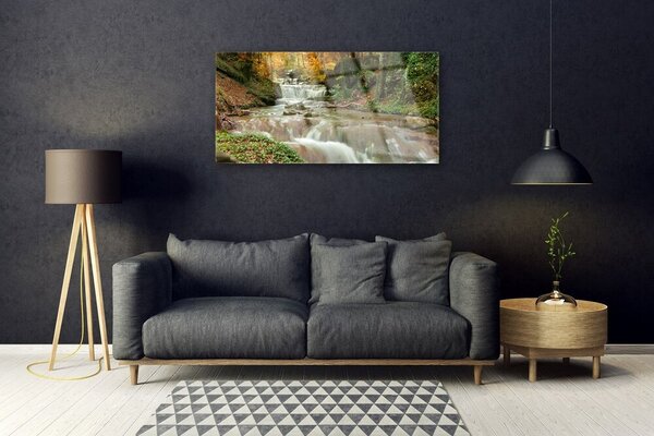 Skleneny obraz Vodopád les príroda 100x50 cm 2 Prívesky