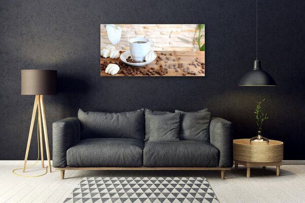 Skleneny obraz Hrnček káva zrnká kuchyňa 100x50 cm 2 Prívesky