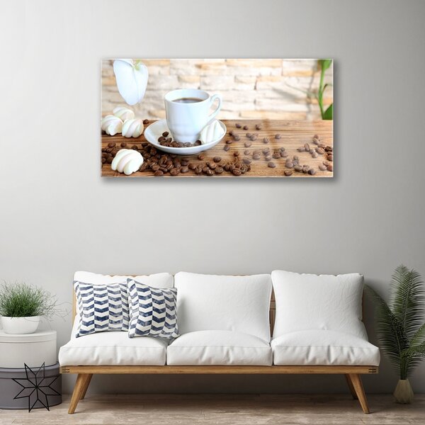 Skleneny obraz Hrnček káva zrnká kuchyňa 100x50 cm 2 Prívesky