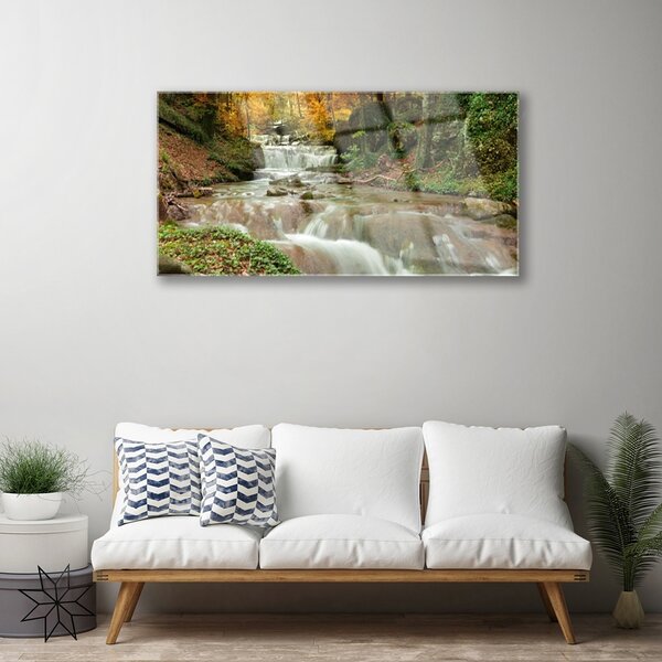 Skleneny obraz Vodopád les príroda 100x50 cm 2 Prívesky