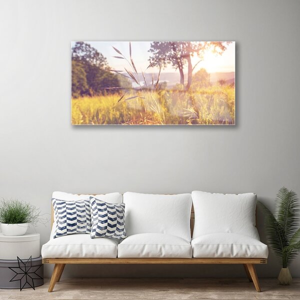 Skleneny obraz Lúka tráva strom príroda 100x50 cm 2 Prívesky