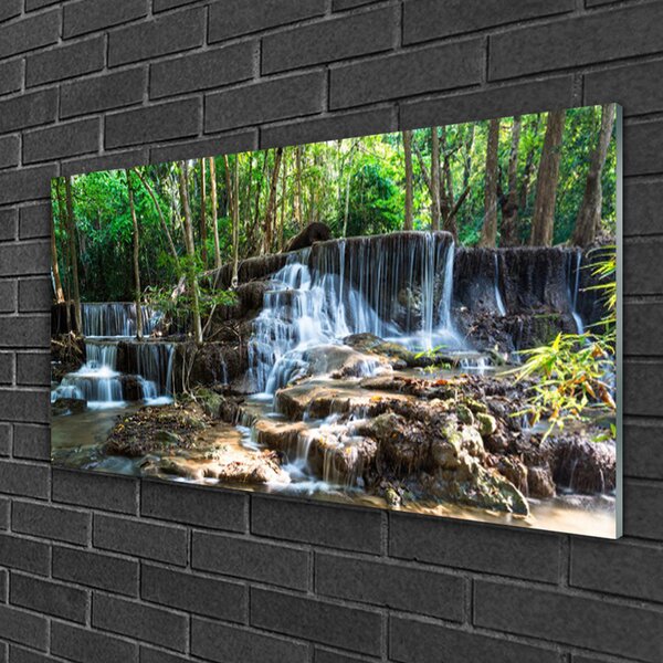 Skleneny obraz Vodopád les príroda 100x50 cm 2 Prívesky