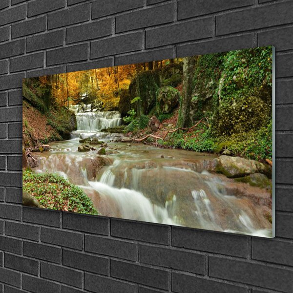 Skleneny obraz Vodopád les príroda 100x50 cm 2 Prívesky