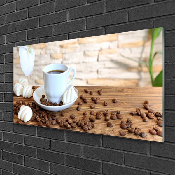 Skleneny obraz Hrnček káva zrnká kuchyňa 100x50 cm 2 Prívesky