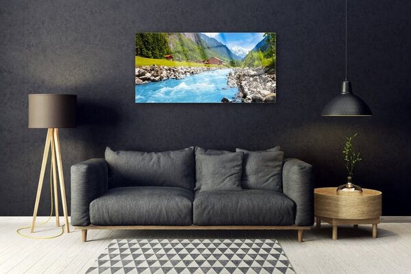 Skleneny obraz Hory rieka príroda 100x50 cm 2 Prívesky