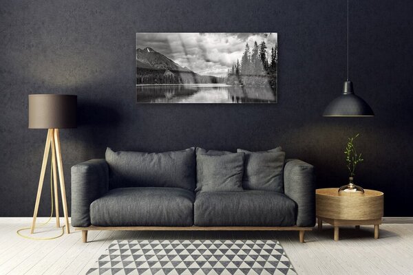 Skleneny obraz Hora les jazero príroda 100x50 cm 2 Prívesky