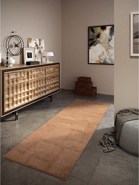 Hnedý ručne tkaný vlnený behúň 80x250 cm Alexis – Villeroy&Boch