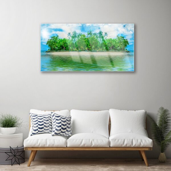 Skleneny obraz More ostrov krajina 100x50 cm 2 Prívesky