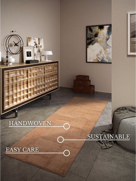 Hnedý ručne tkaný vlnený behúň 80x250 cm Alexis – Villeroy&Boch