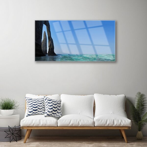 Skleneny obraz Skala more príroda 100x50 cm 2 Prívesky