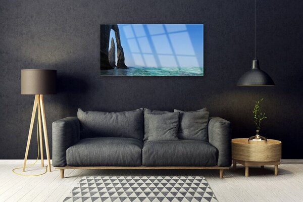 Skleneny obraz Skala more príroda 100x50 cm 2 Prívesky