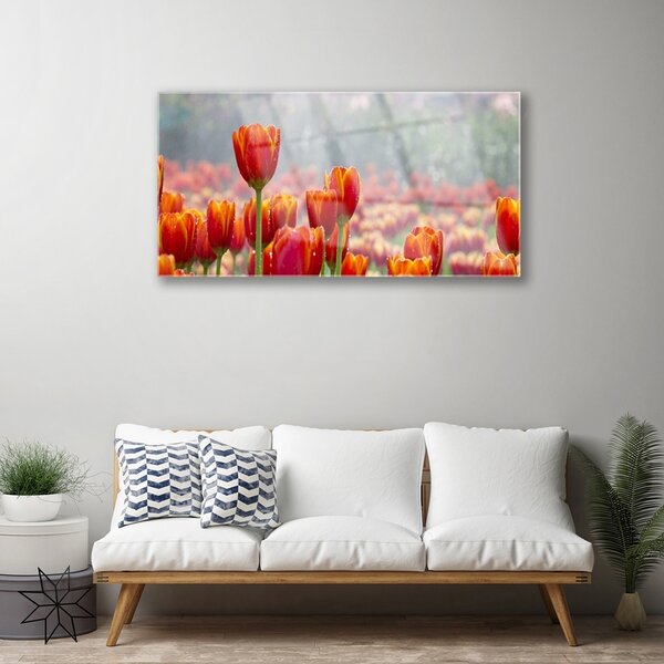 Skleneny obraz Tulipány kvety rastlina 100x50 cm 2 Prívesky