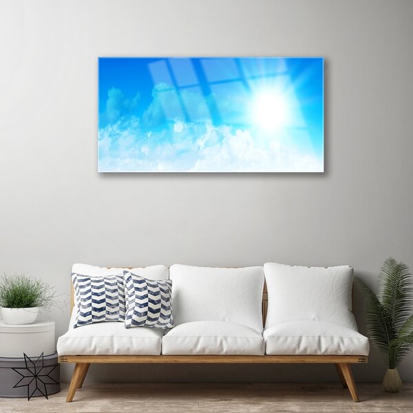 Skleneny obraz Slnko nebo krajina 100x50 cm 2 Prívesky