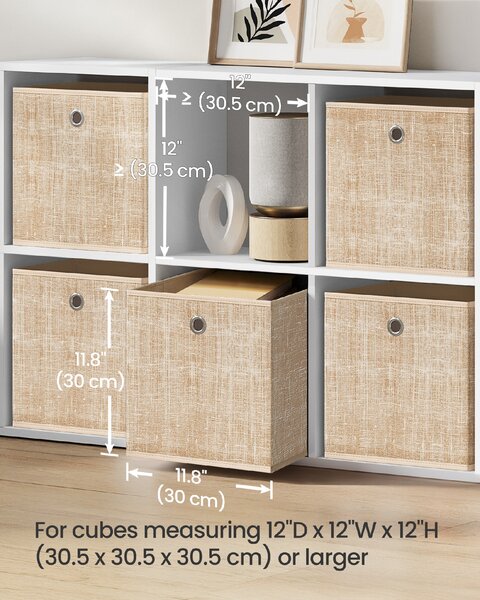 SONGMICS Úložné boxy, 6 ks, netkaná textília s uchami, 30 x 30 x 30 cm, béžová