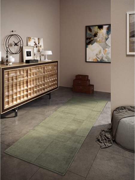 Zelený ručne tkaný vlnený behúň 80x250 cm Charlotte – Villeroy&Boch