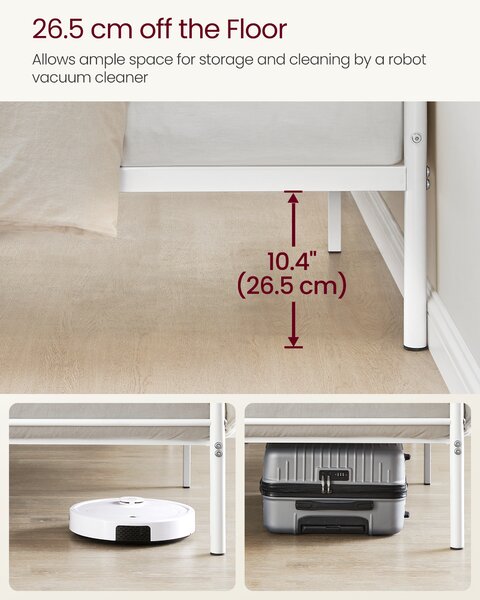VASAGLE Kovový rám postele LOFT 90 x 190 cm, biela