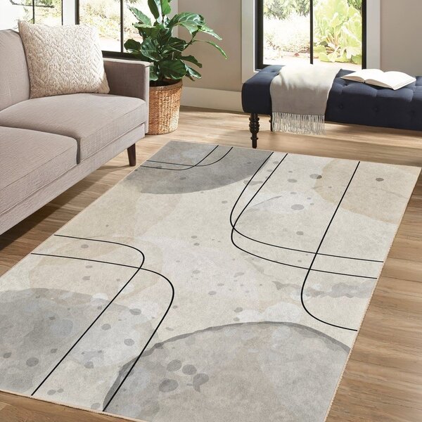 Sivo-krémový prateľný behúň 80x200 cm Simple Lines – Mila Home
