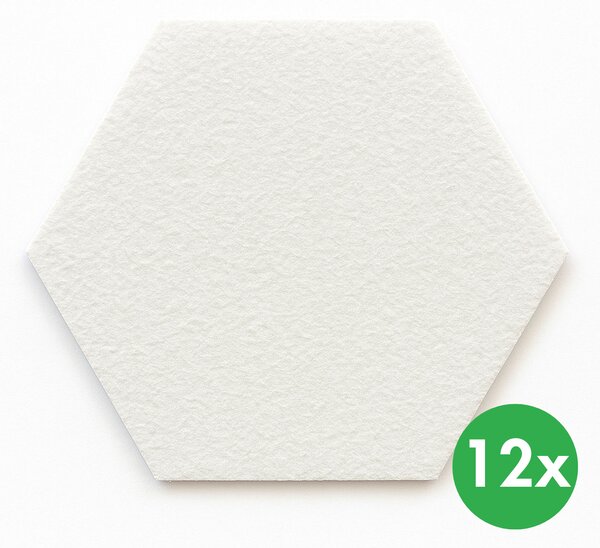 Akustický panel, samolepiace, šesťuholník, 30x26 cm, 12 ks, biela