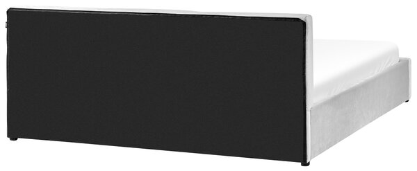 Posteľ s úložným priestorom svetlosivá zamatové čalúnenie dvojlôžková 180 x 200 cm prešívané čelo