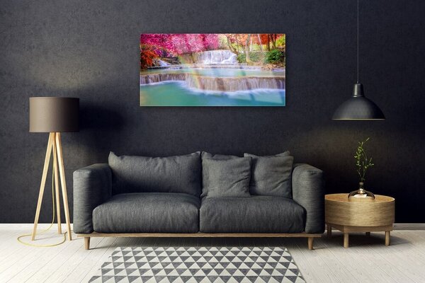 Obraz na skle Vodopád príroda 100x50 cm 2 Prívesky
