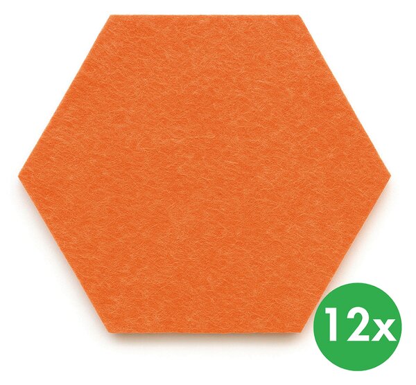 Akustický panel, samolepiace, šesťuholník, 30x26 cm, 12 ks, oranžová