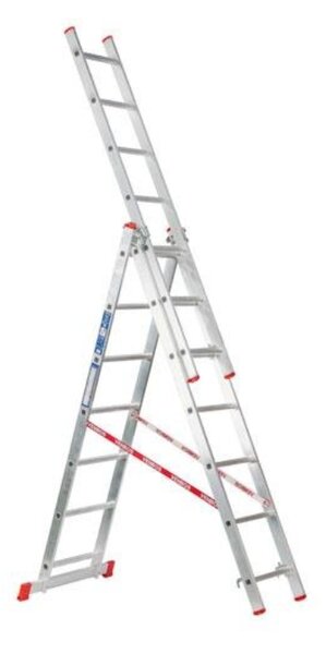Hliníkový trojdielny výsuvný rebrík VENBOS HOBBY, 3x6 priečok, 3,65 m