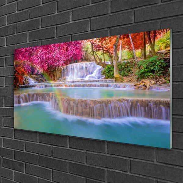 Obraz na skle Vodopád príroda 100x50 cm 2 Prívesky