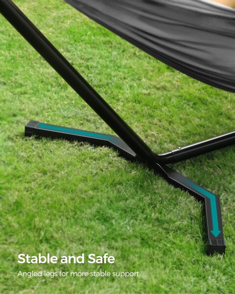SONGMICS Hojdacia sieť s kovovým rámom, nosnosť 240 kg, 210 x 150 cm, sivá