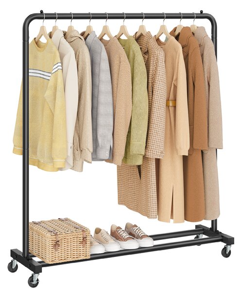 SONGMICS Vešiak na oblečenie na kolieskach, nosnosť 50 kg, 38 x 110 x 141 cm, čierna