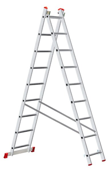 Hliníkový dvojdielny výsuvný rebrík VENBOS HOBBY, 2x9 priečok, 3,94 m